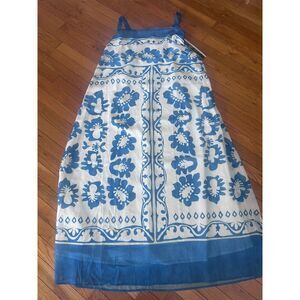 NWT Dalia MacPhee L Printed Long Trapeze Dress Lined Chiffon